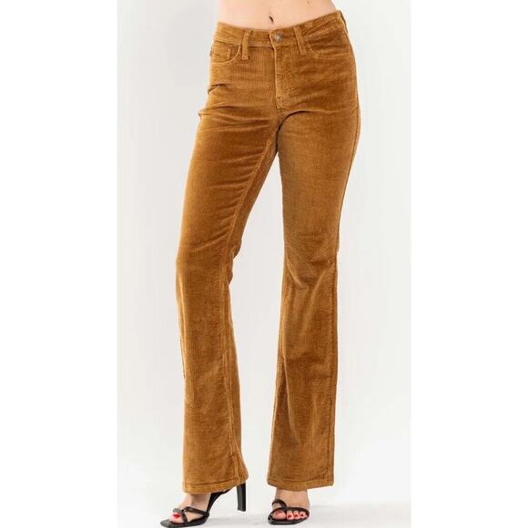Judy Blue Denim - Judy Blue Bootcut Corduroy Mid Rise Pants Jeans in Camel 13/31 NWT